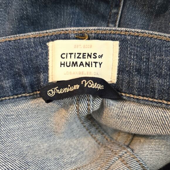 Citizens of Humanity Isola Mid Rise Cropped Boot Jeans Size 24 Dark Wash Raw Hem - Picture 8 of 10